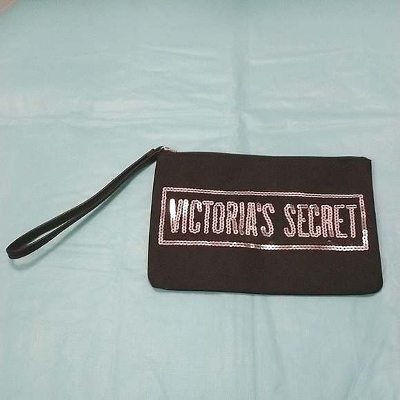 BNWOT Victoria's Secret Black With Sequins Tote & Wristlet Set - Picture 5 of 17